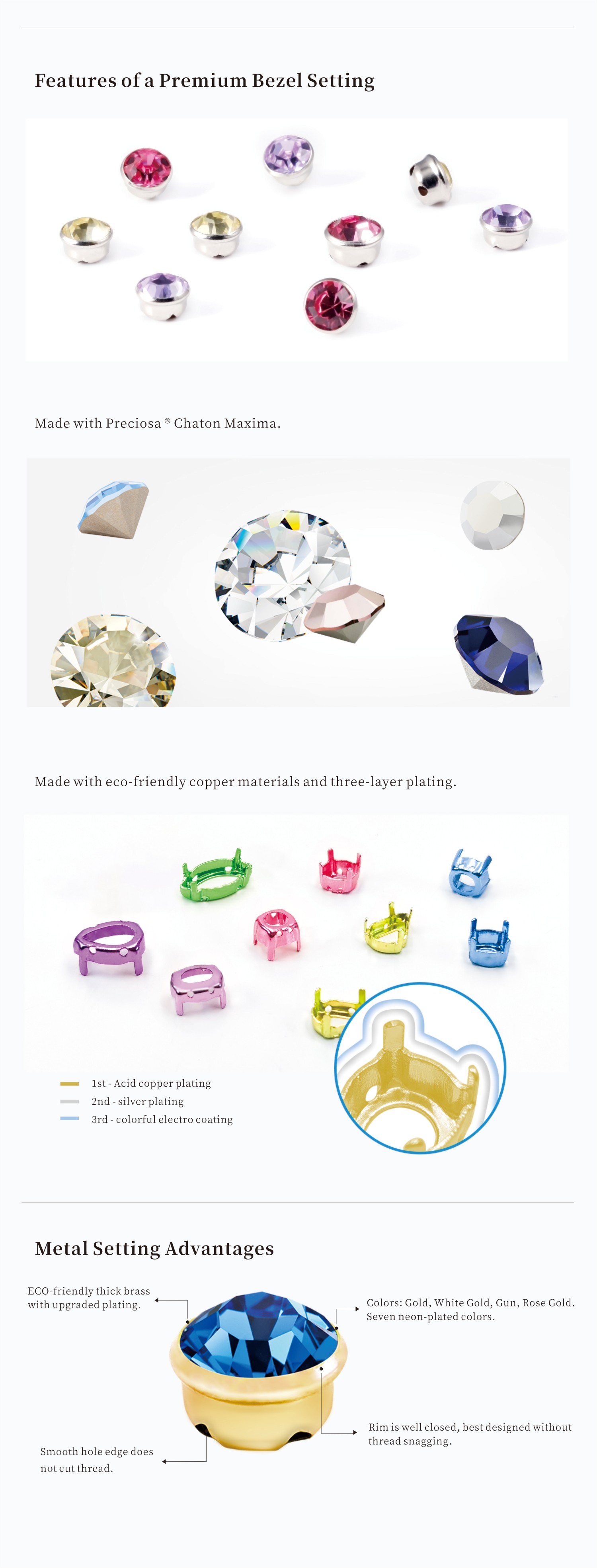 Snag-Proof Rhinestone Settings - quality advantage 