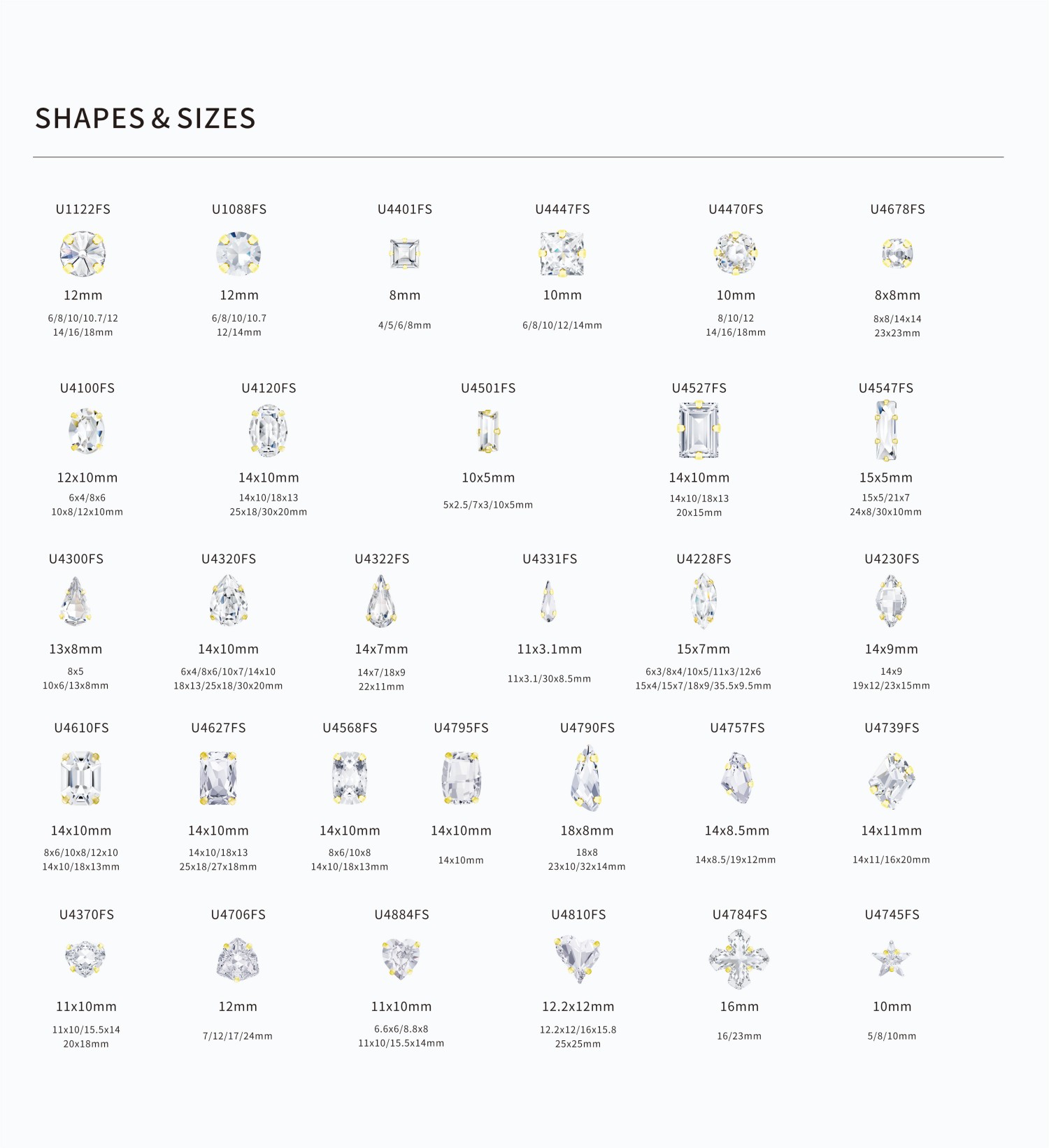Snag-Proof Rhinestone Settings - product series