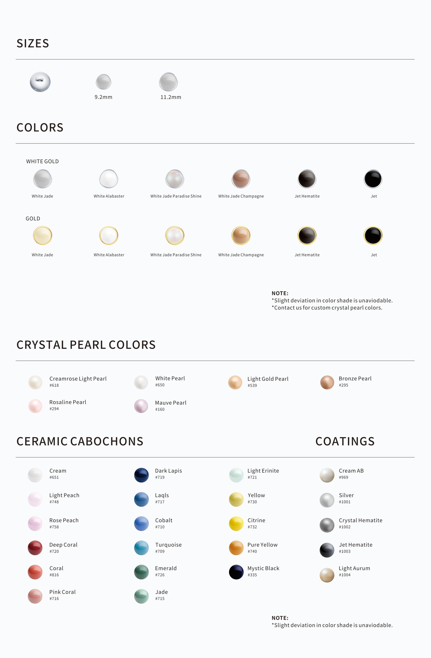 UB2250 Crystal button - size and color