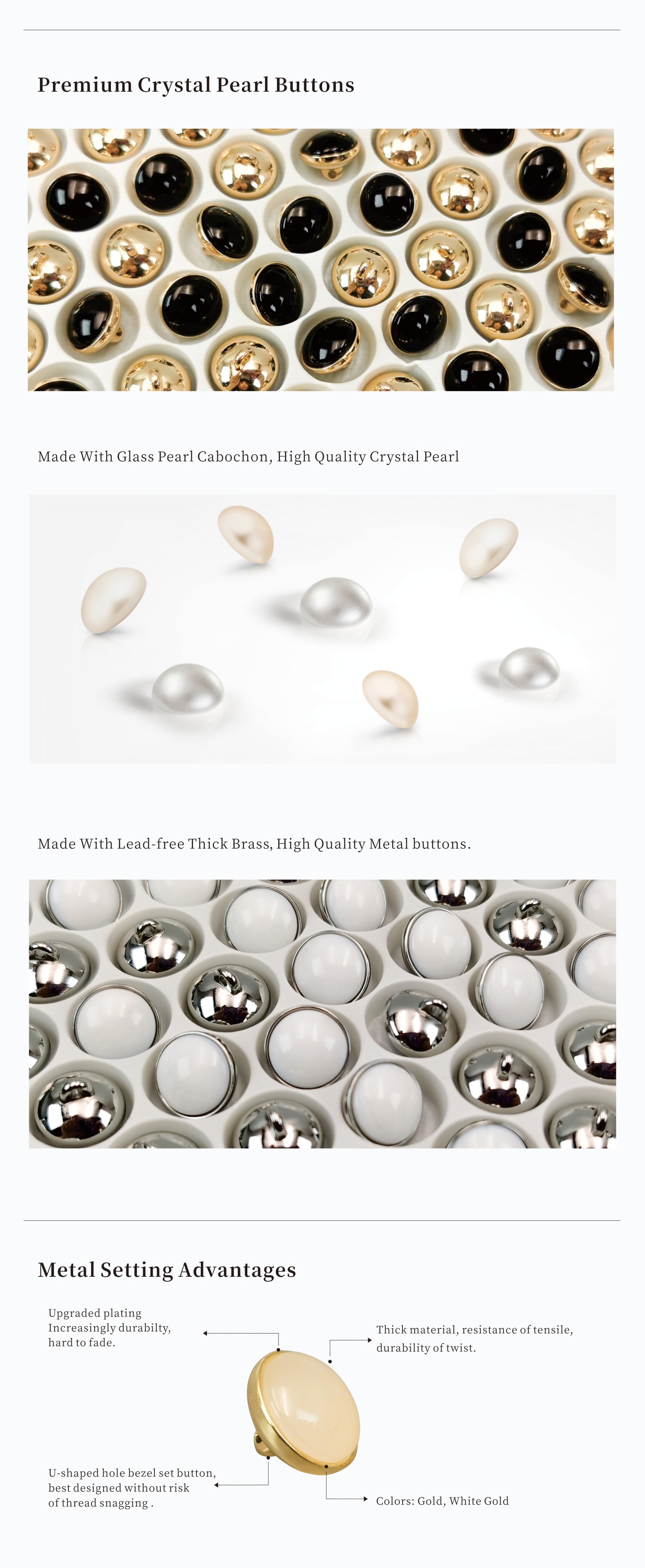 UB2250 Crystal button - quality advantage