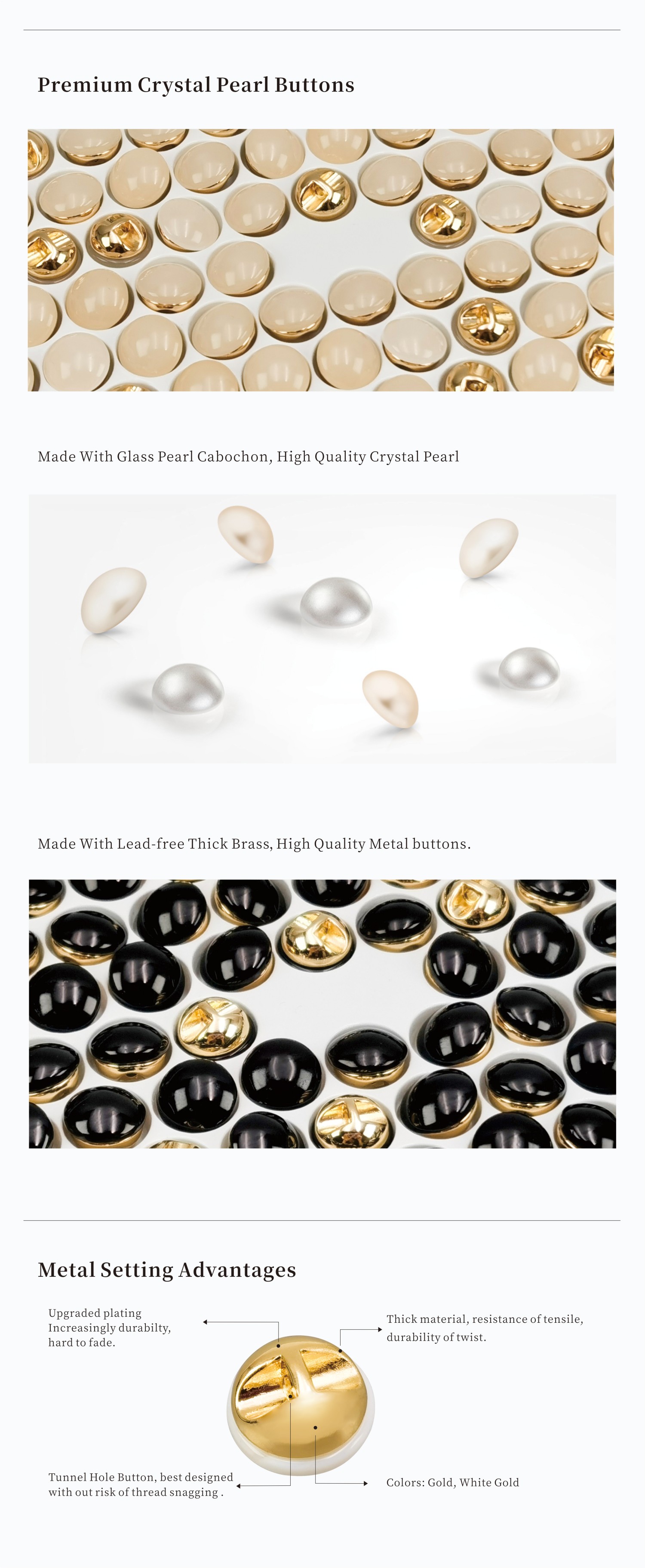 UB1080 Crystal Buttons - Quality advantage