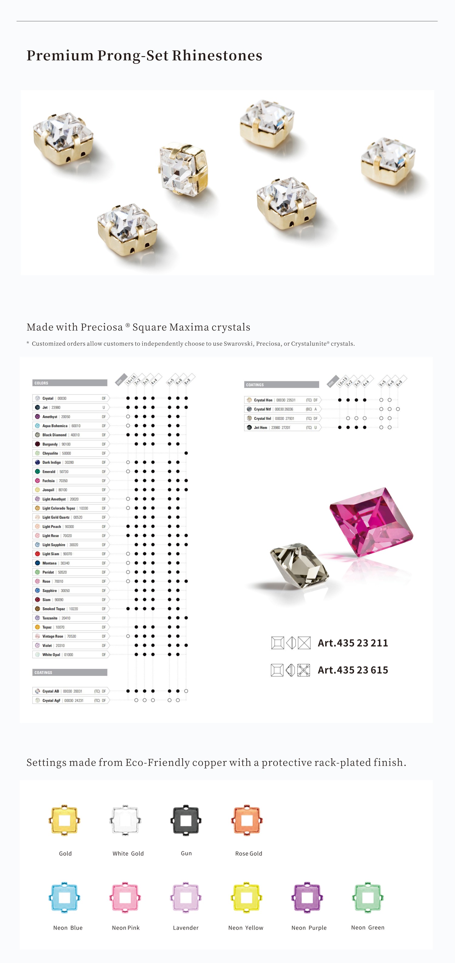 Rhinestones with Prongs - quality advantage