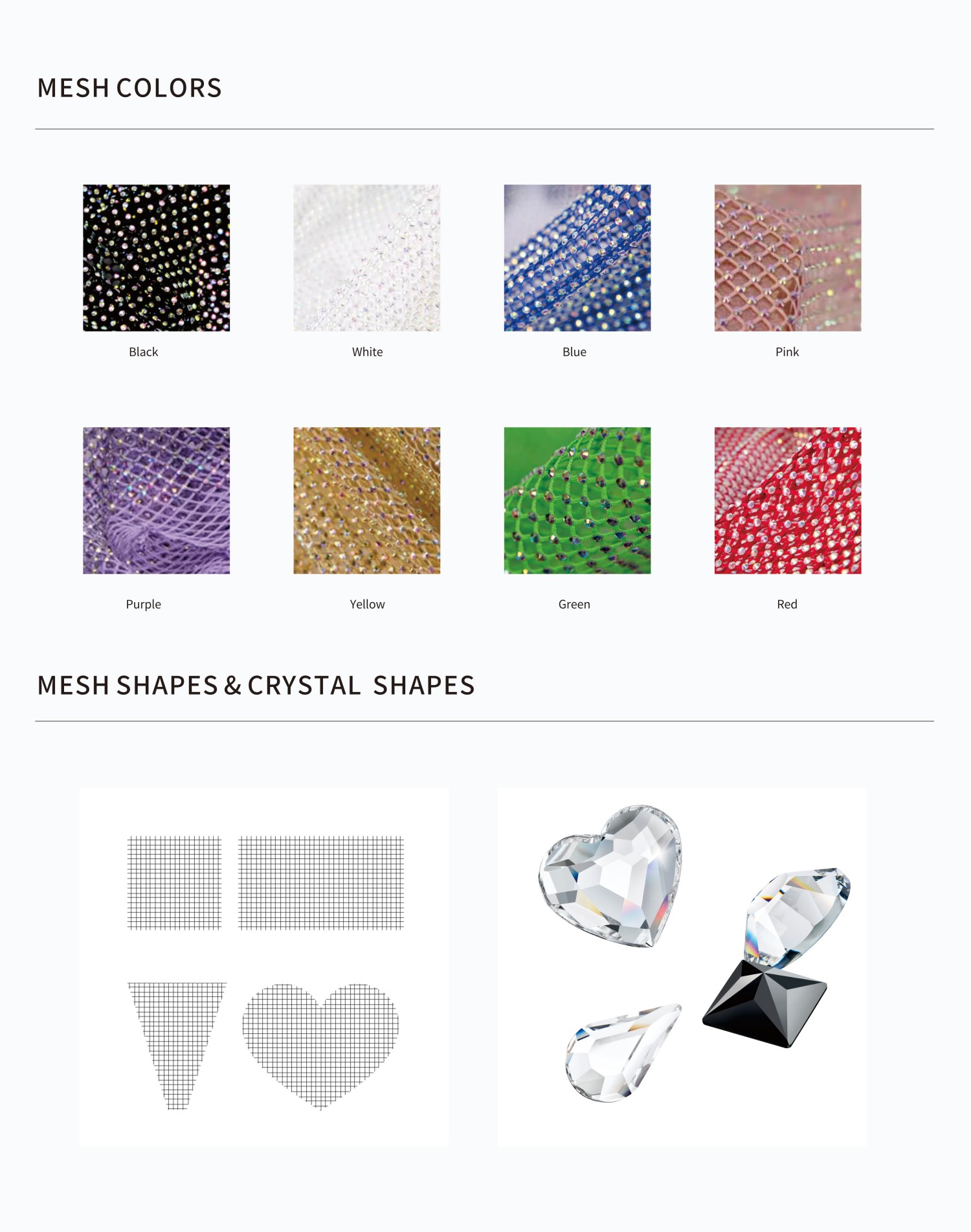 Crystal Mesh Fabric Colors & Shapes