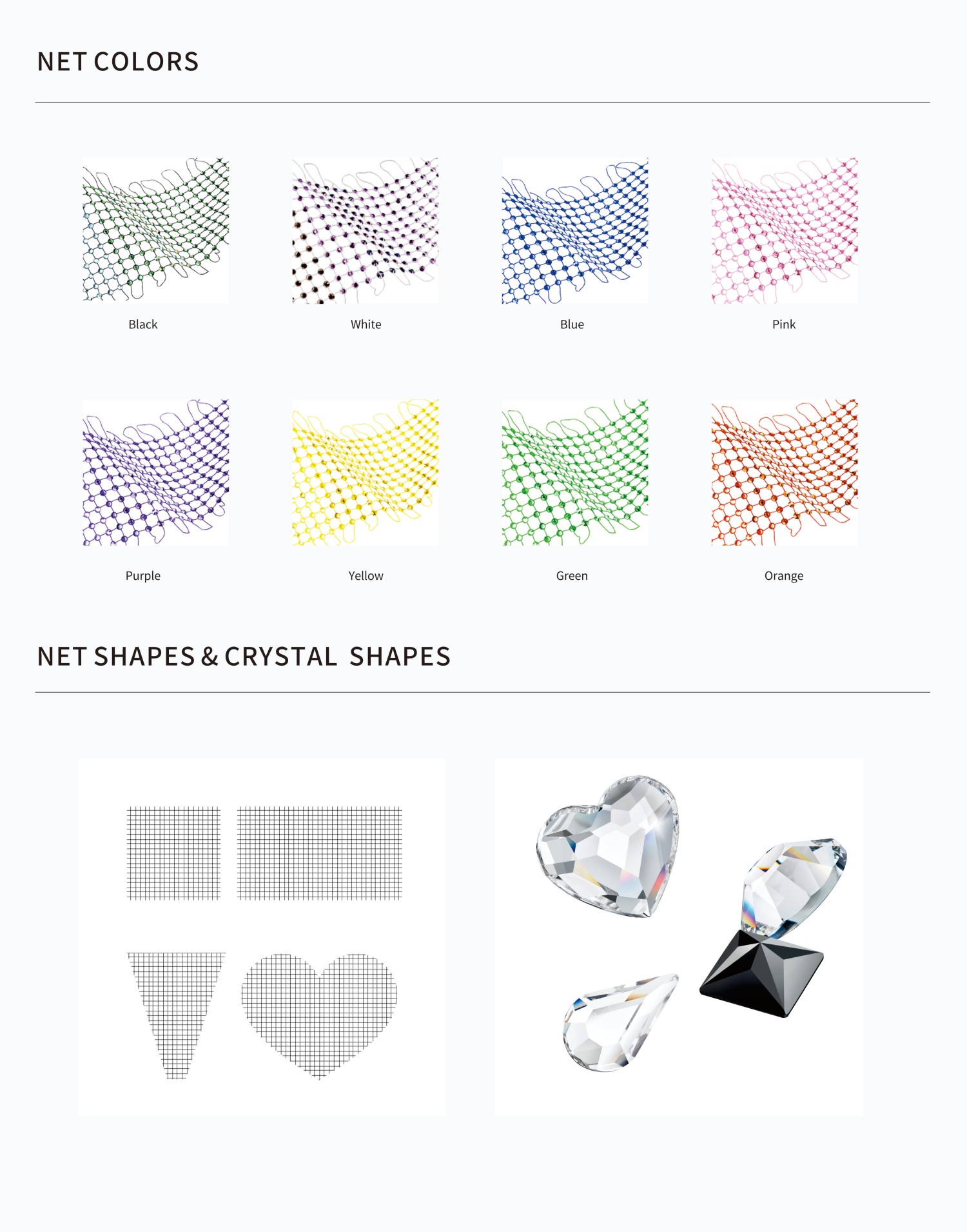 Crystal Net Fabric Colors & Shapes