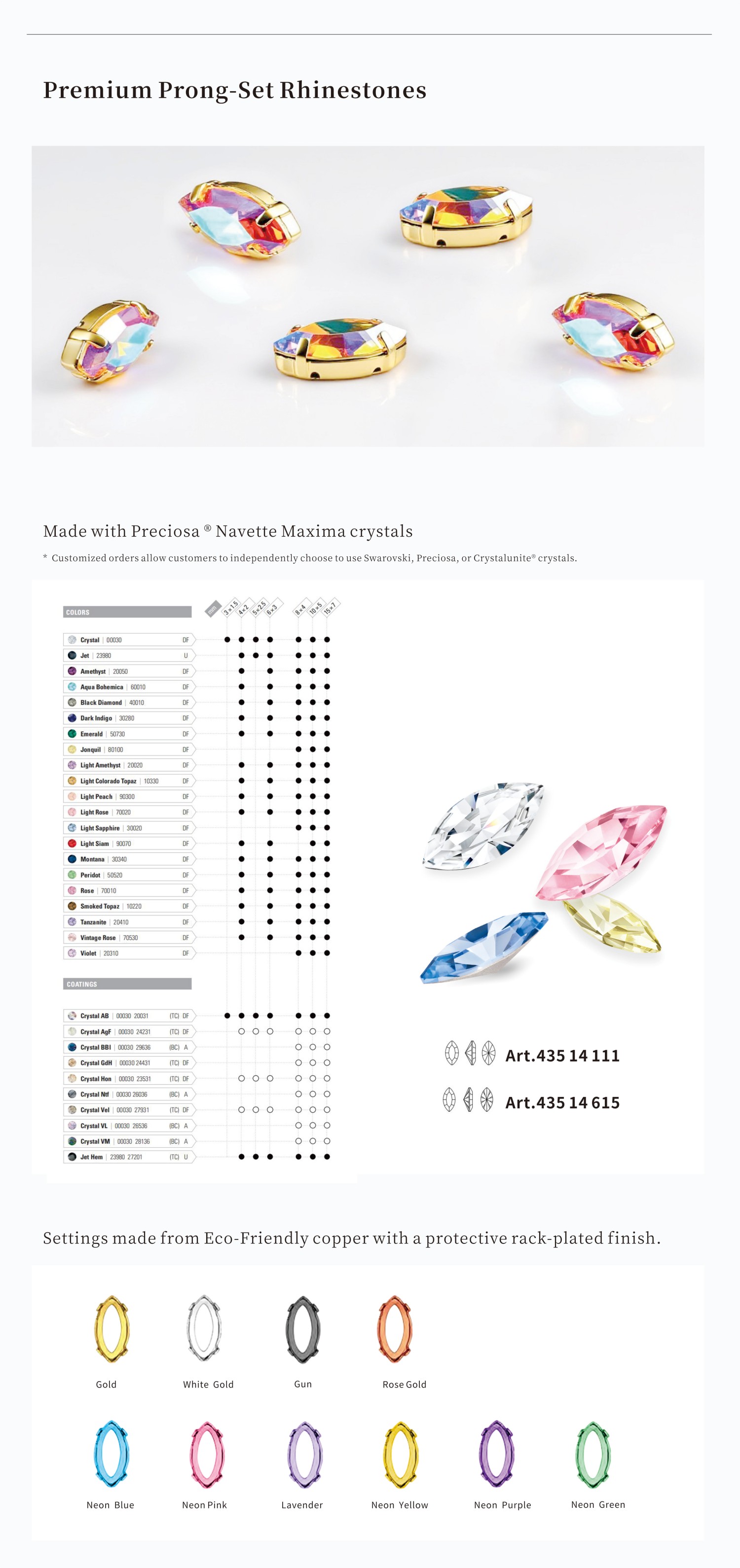 Rhinestone with Prong Settings - quality advantage