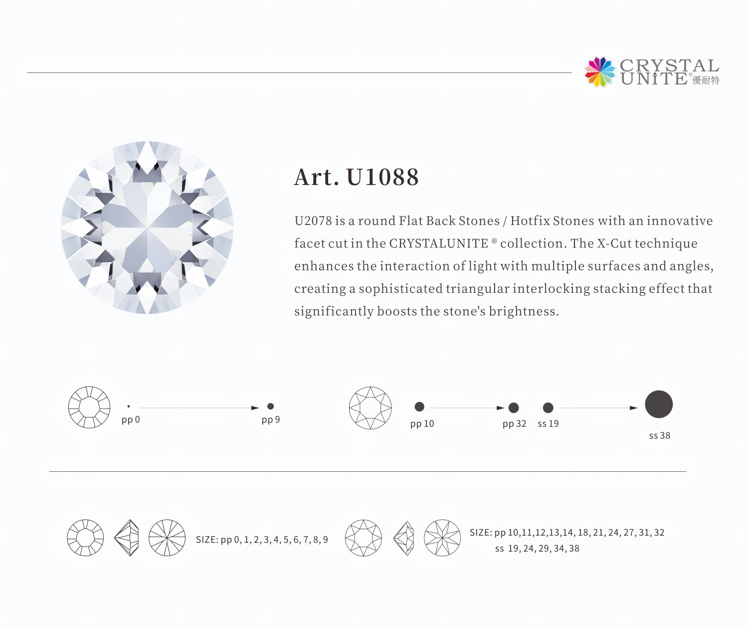 U1088 Pointed Back Rhinestone