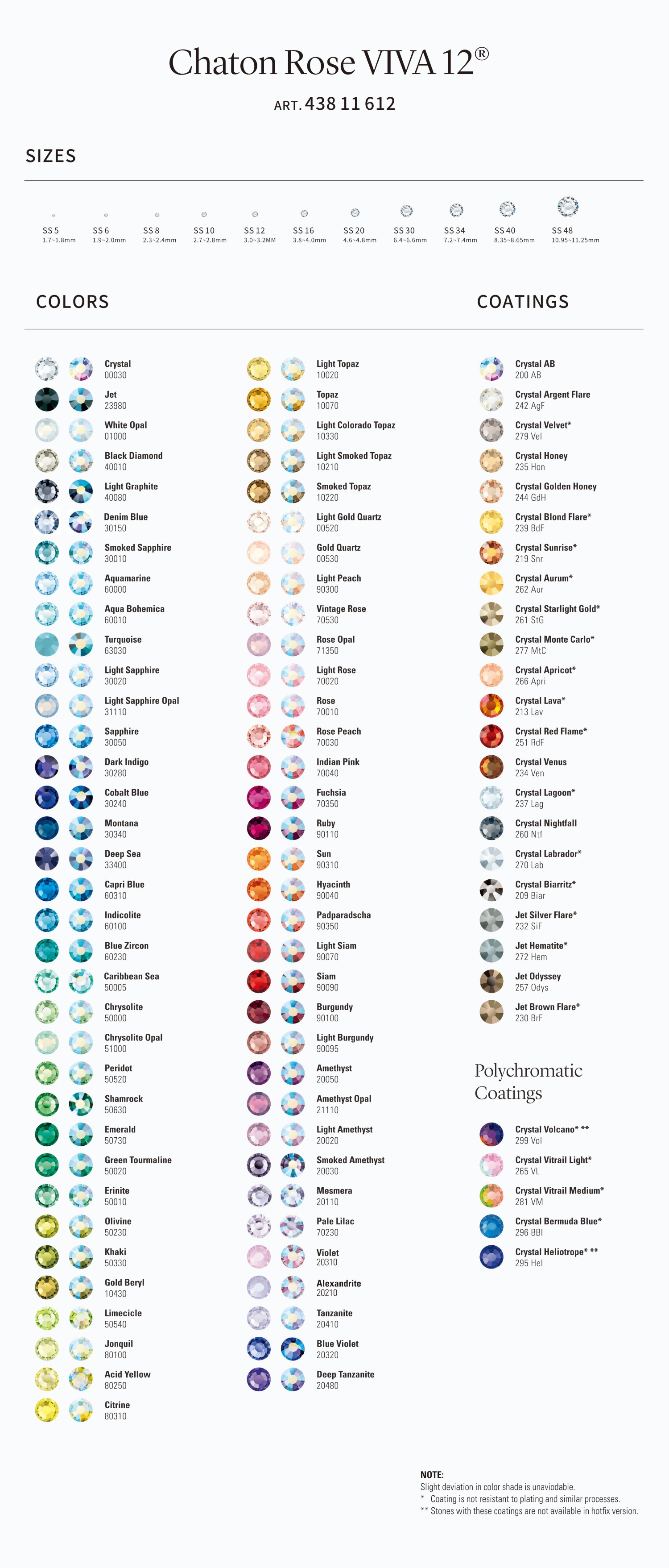 Chaton Rose VIVA12 Colors Card