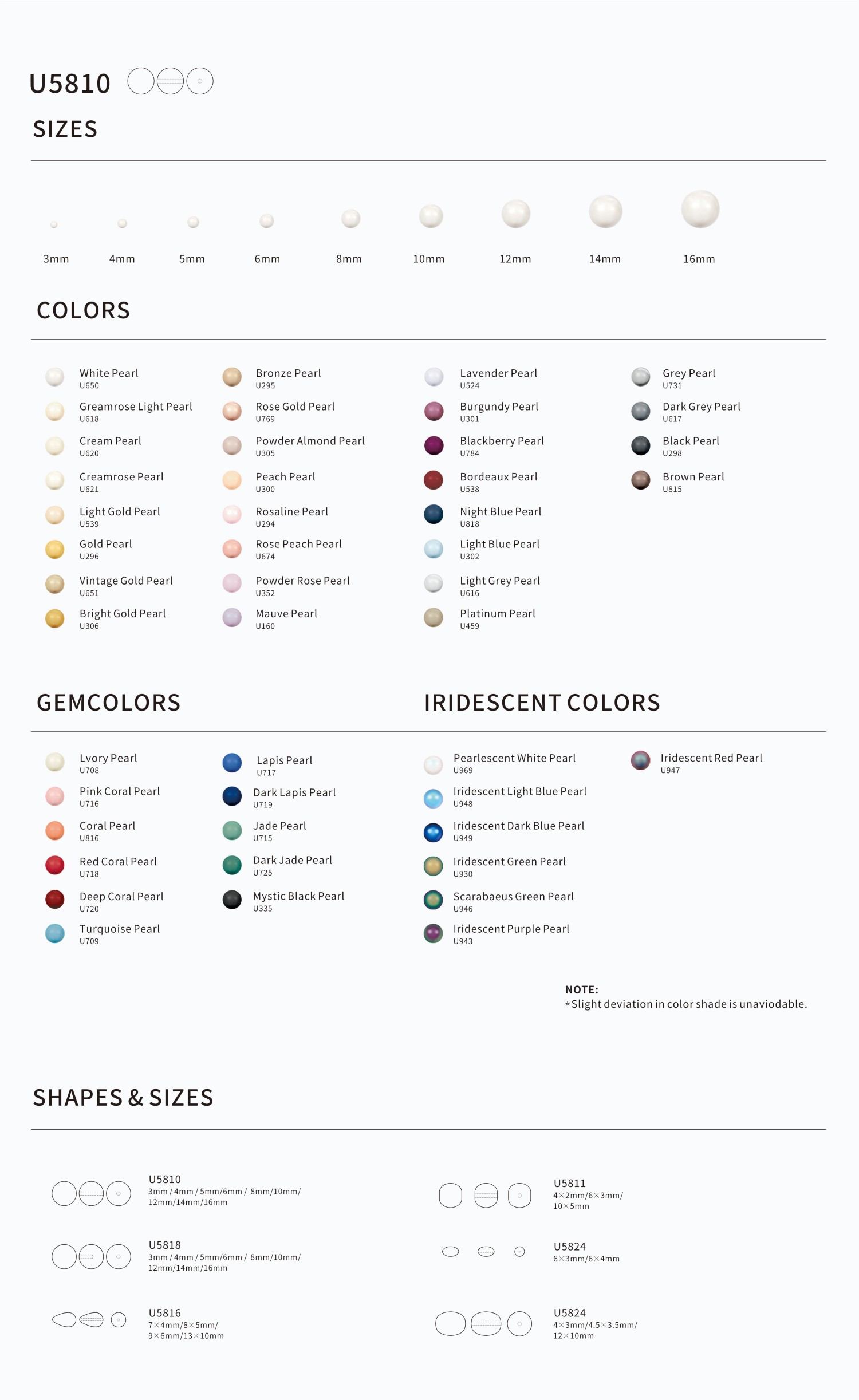 crystal pearls colors card