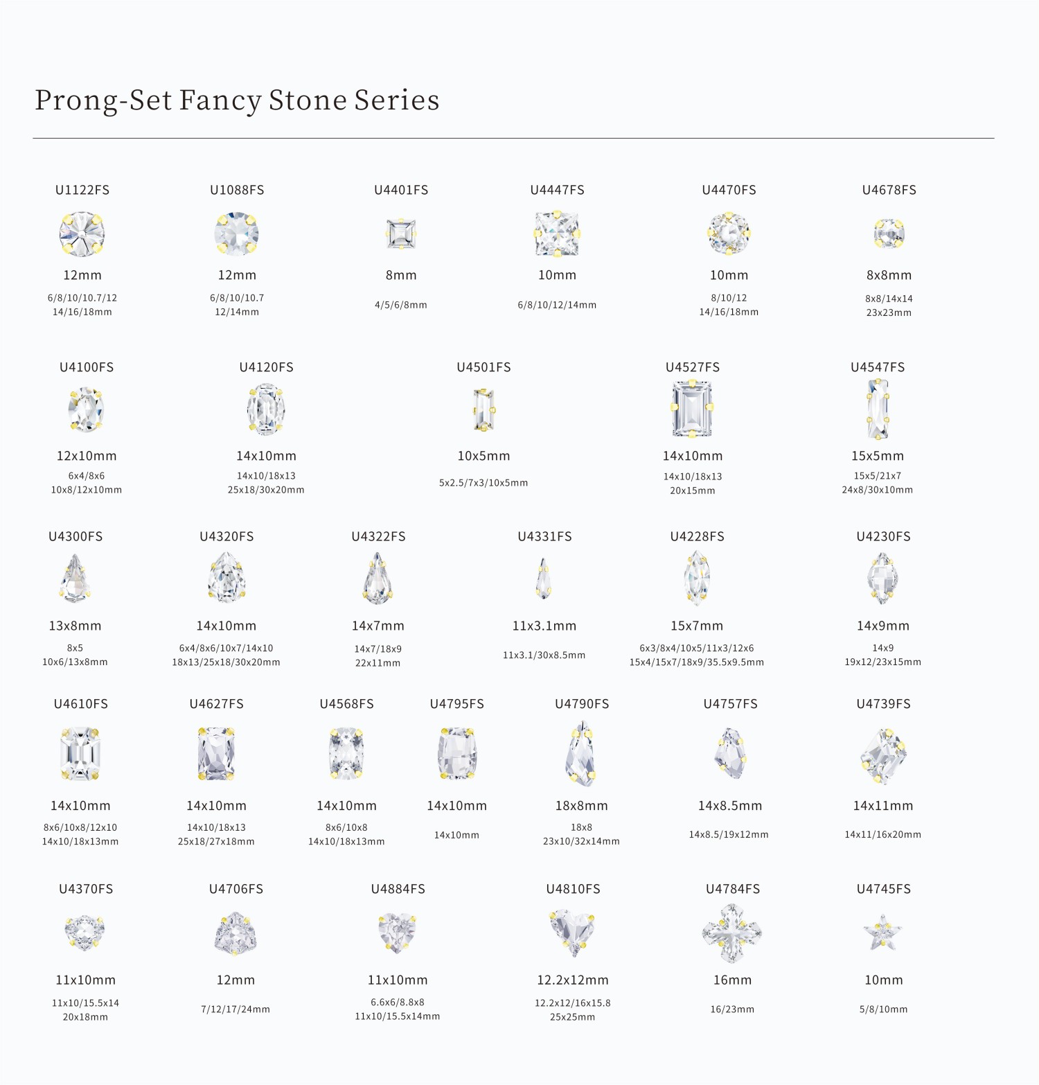 Claw Setting Rhinestones - product series